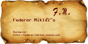 Federer Miklós névjegykártya